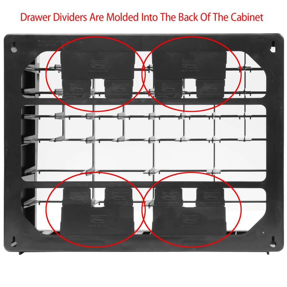Black 64-Drawer Stackable Plastic Storage Cabinet