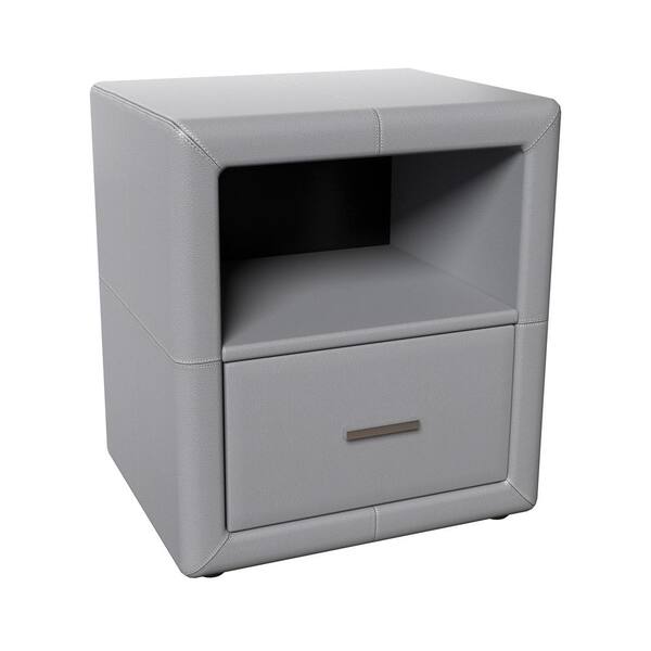 Details about   Modern Lucca Upholstered Faux Leather Nightstand Bedroom Gray Colour US 
