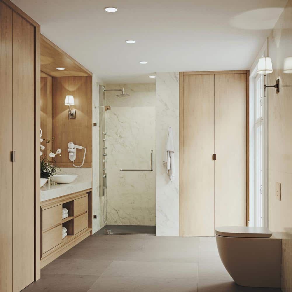 Pirouette 48" Frameless Clear Glass Pivot Shower Door Kit