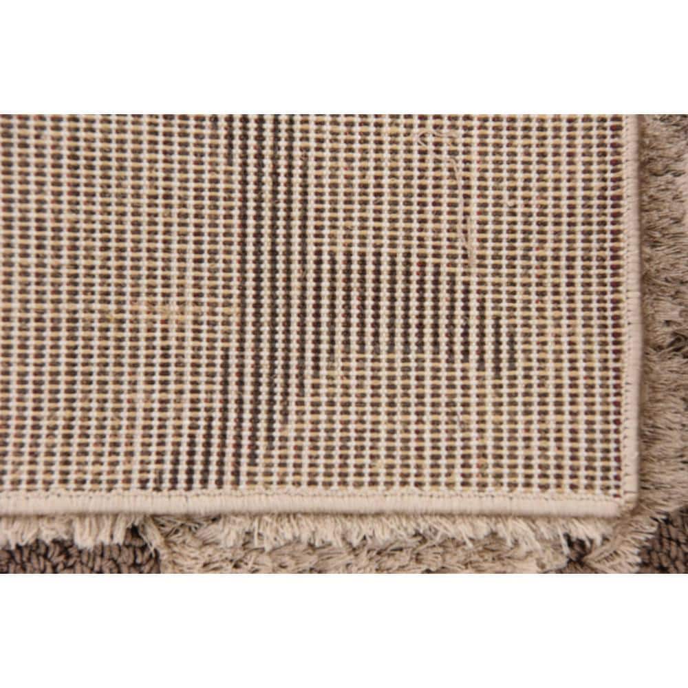 Light Brown Floral Shag Synthetic Area Rug 5' x 8'