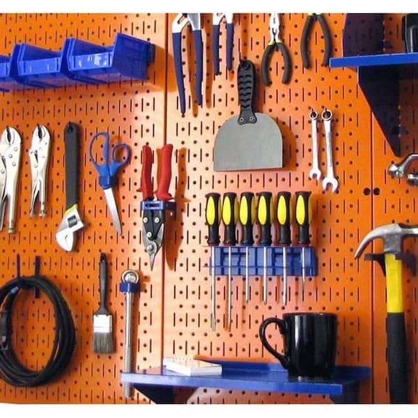 32 in. x 32 in. Overall Size Orange Metal Pegboard Pack with Two 32 in. x 16 in. Pegboards