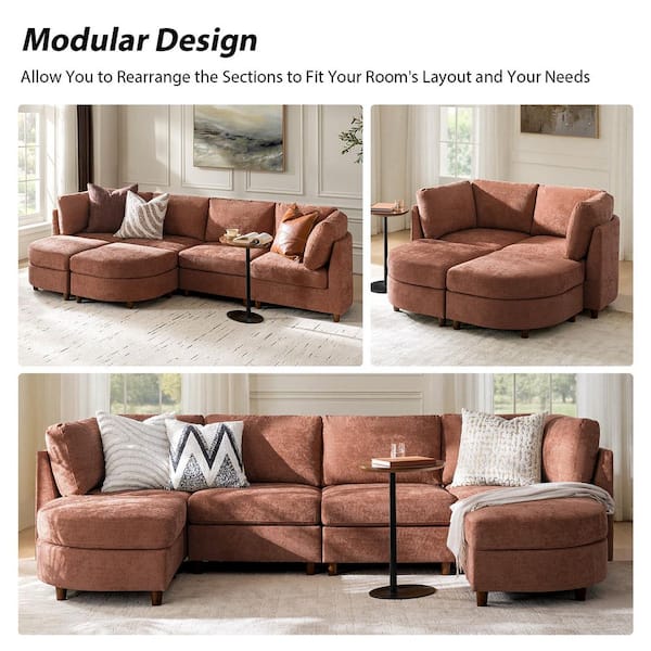 JAYDEN CREATION Gianna 125 in. Slope Arm Polyester Modular Modern