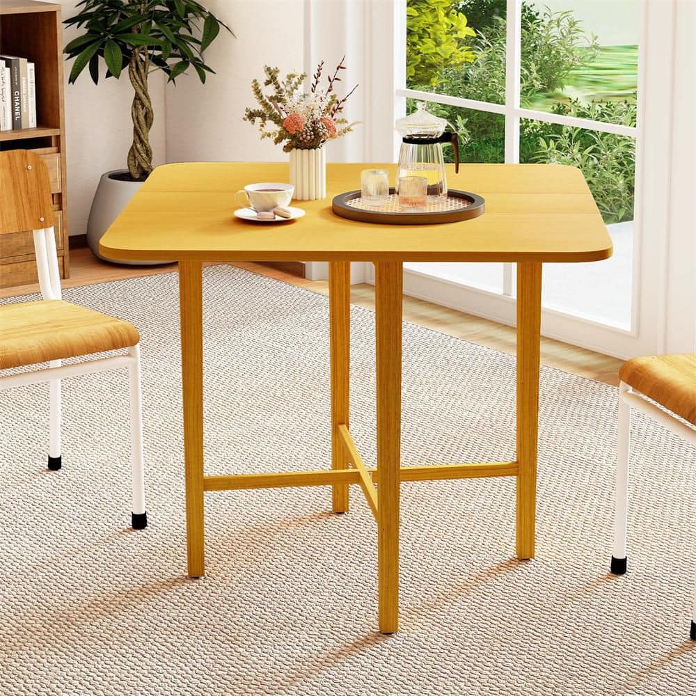 HONEY JOY Square Drop Leaf Dining Table 36 in. Compact Folding