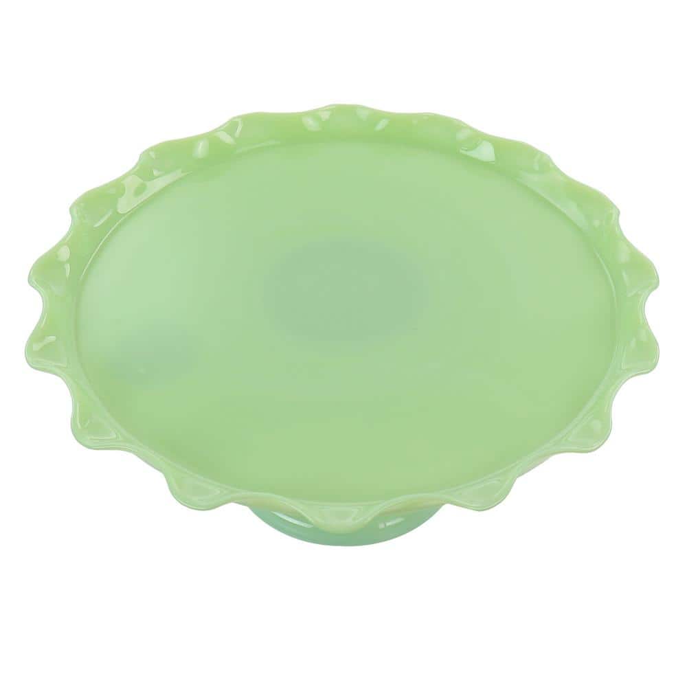 Green Jadeite Glass Round Cake Stand
