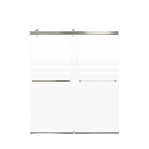 Brianna 60 in. W x 70 in. H Sliding Frameless Shower Door in Brushed Stainless with Frosted Glass