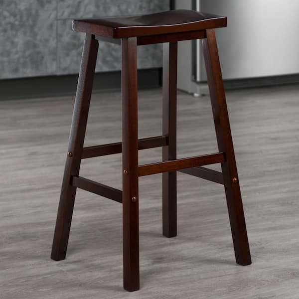 Satori 29 in. Saddle Seat Walnut Bar Stool