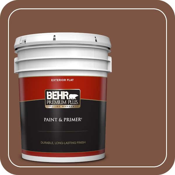 BEHR PREMIUM PLUS 5 gal. #ECC-54-3 Wild Stallion Flat Exterior Paint & Primer