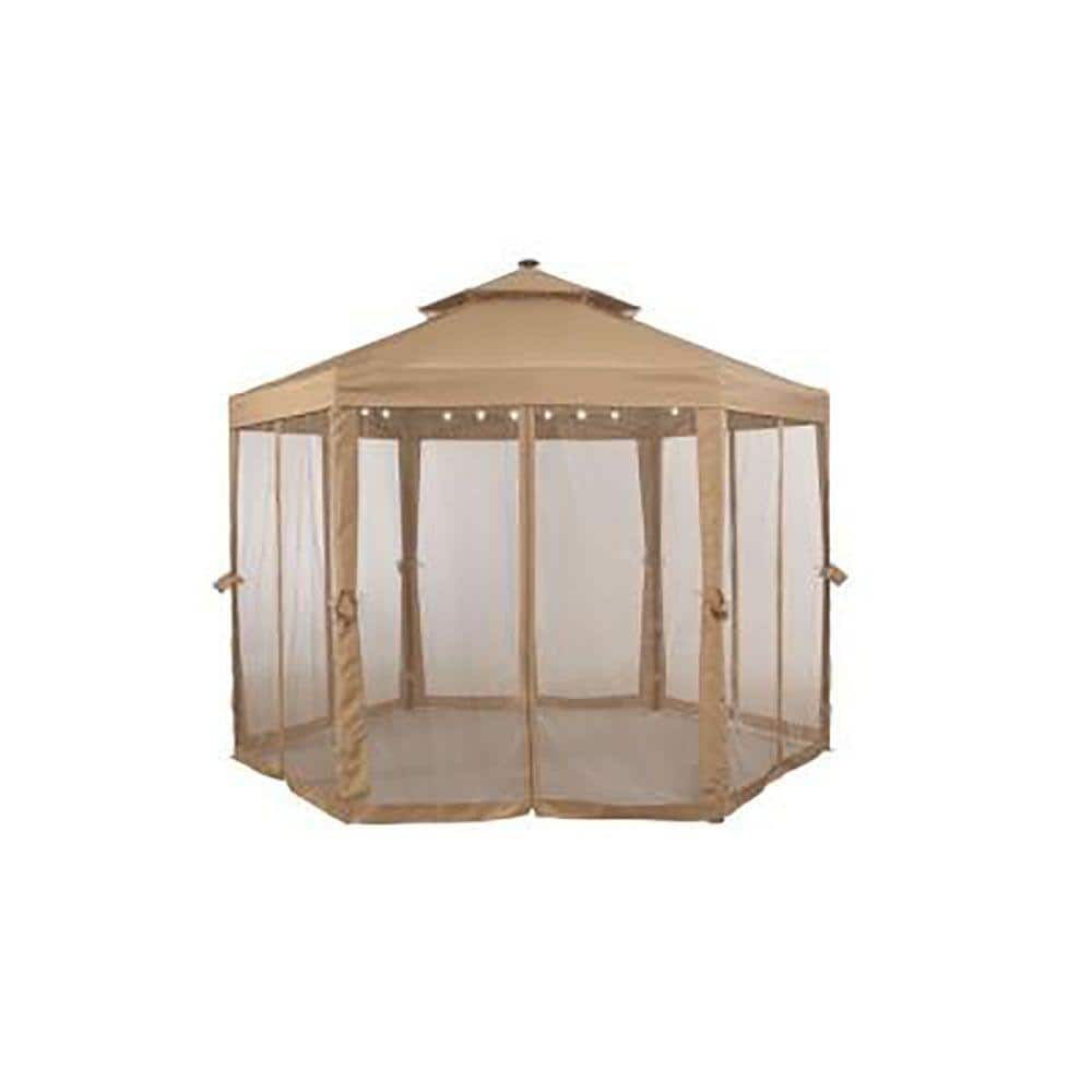 Hampton Bay 10 Ft X 10 Ft Solar Gazebo Outdoor Patio Replacement Netting Gfs00679b Net The Home Depot