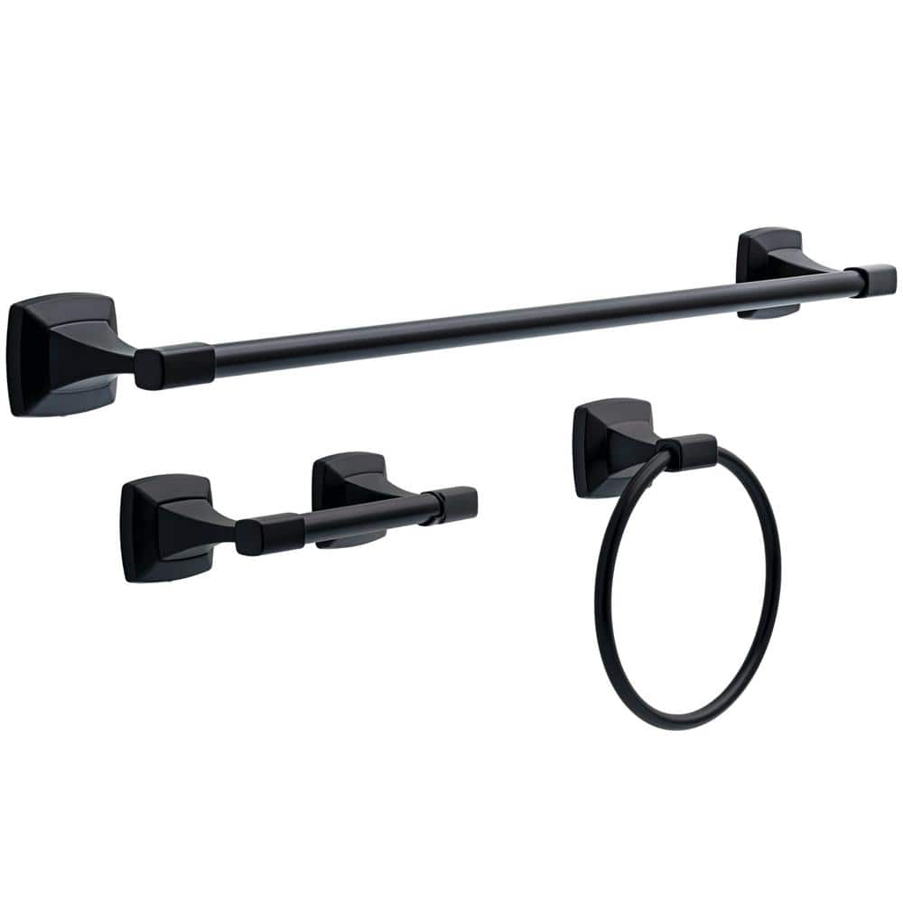 Delta Portwood 3Piece Bath Hardware Set with 24 in. Towel Bar, Toilet Paper Holder, Towel Ring