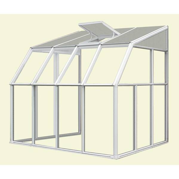 Rion Lean-To 6 ft. 6 in. x 16 ft. 8 in.White Frame Clear Acrylic Panels Sunroom Greenhouse-DISCONTINUED