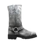 Men's Size 8.5 Stonewash Black Oiled Grain Leather 13 in. Harness Motorcycle Boots