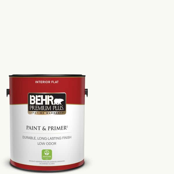 BEHR PREMIUM PLUS 1 gal. #PR-W15 Ultra Pure White Flat Low Odor Interior Paint & Primer
