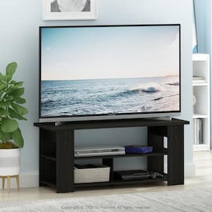 Furinno Entertainment Center with 2 Bin Drawers Steam Beech & Black 19x37x15" 