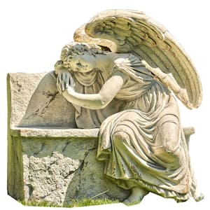 35 in. Tall Bronze Magnesium Napping Angel On Bench Garden Seraphina Garden Statue
