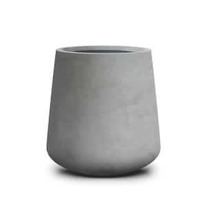 12.2 in. W Round Lightweight Natural Concrete Metal Indoor Outdoor Planter Pot with Drainage Hole and Rubber Plug