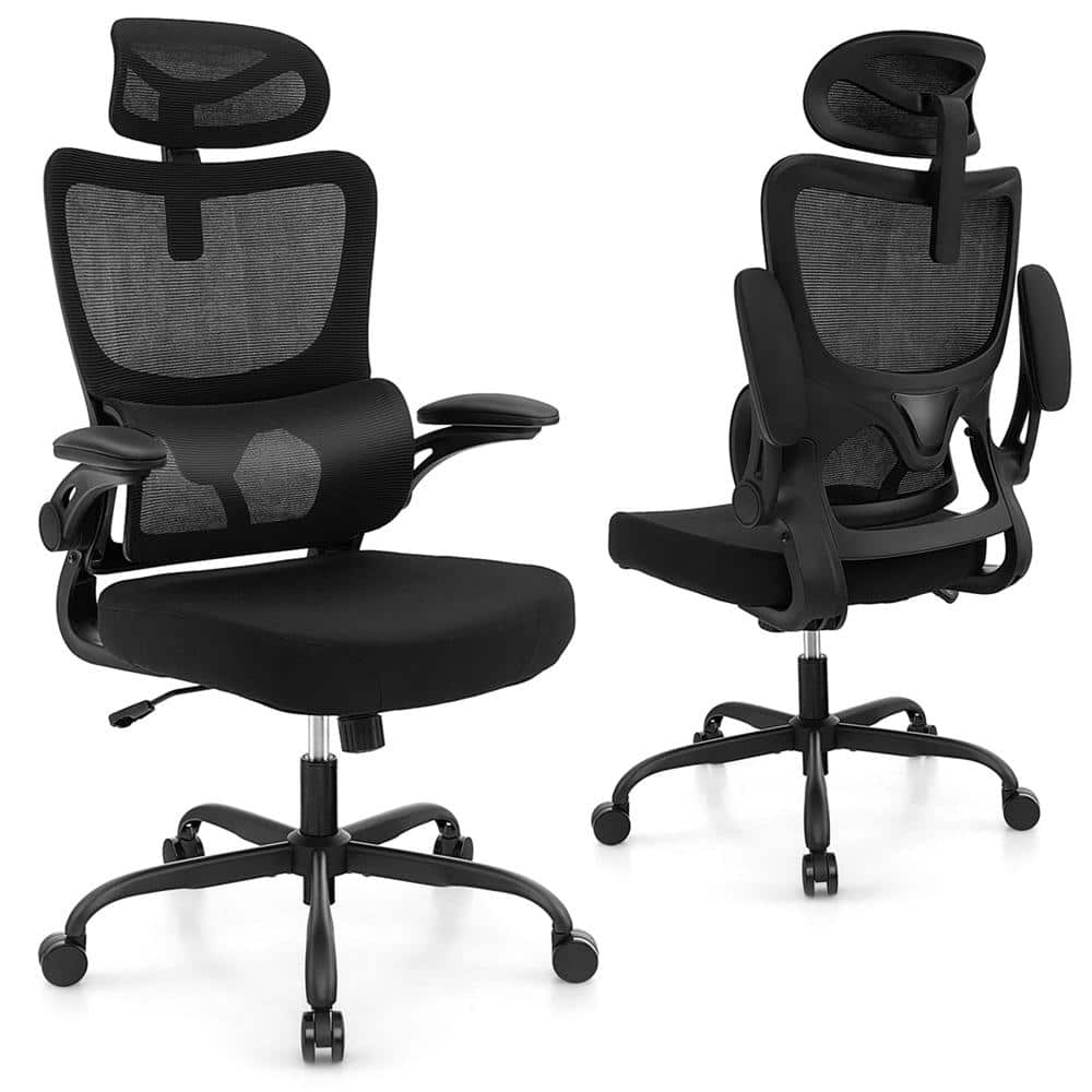 Costway Mesh Adaptive Lumbar Support Ergonomic Office Chair In Black 