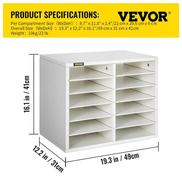 VEVOR Wood Literature Organizer 27 Compartments Adjustable File
