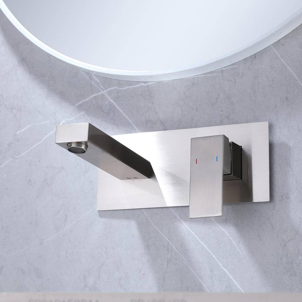 Brushed Nickel Single-Handle Wall-Mount Bathroom Faucet