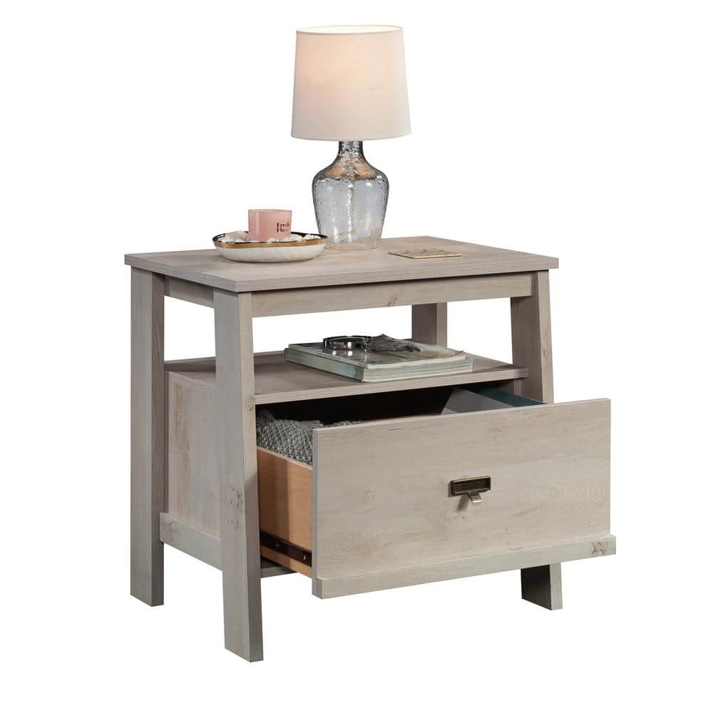 Chalked Chestnut 1-Drawer Nightstand with Open Shelf