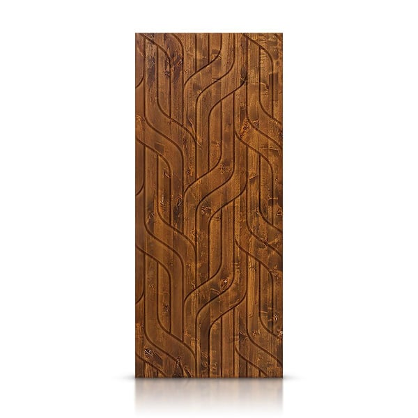 30 in. x 80 in. Hollow Core Walnut Stained Pine Wood Interior Door Slab