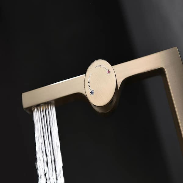 AIM Modern Unique Single Handle Single Hole Bathroom Sink Faucet in Brushed Gold Easy Install