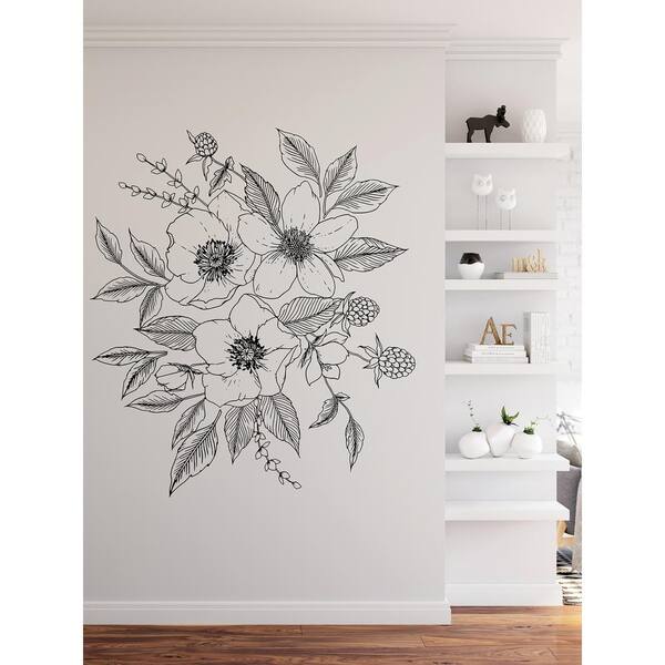 Anemone and Blackberry Wall Decal DWPK3902 - The Home Depot