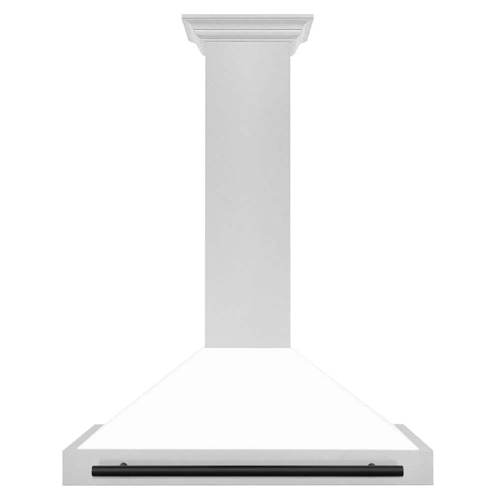 36" White Matte and Stainless Steel Wall Mount Range Hood