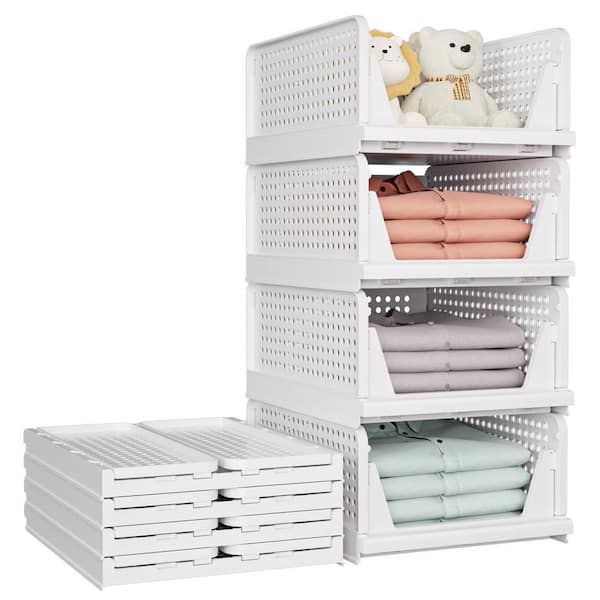 Afoxsos White 16.73 in x 13.11 in x 7.2 in Plastic Stackable