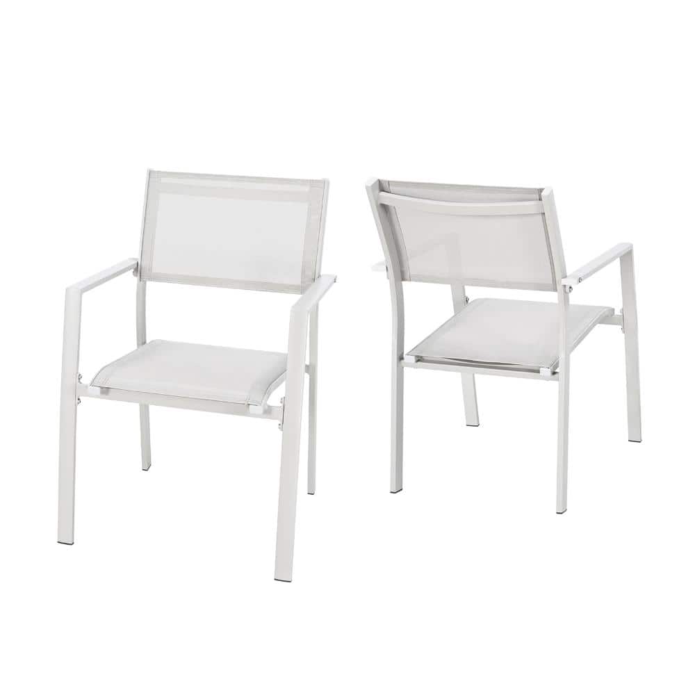 Aluminum Breathable Textilene Stackable Patio Outdoor Dining Chairs in Warm Gray (2-Pack) price history on PriceWatchPro
