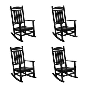 Kenly Black Classic Plastic Outdoor Rocking Chair (Set of 4)