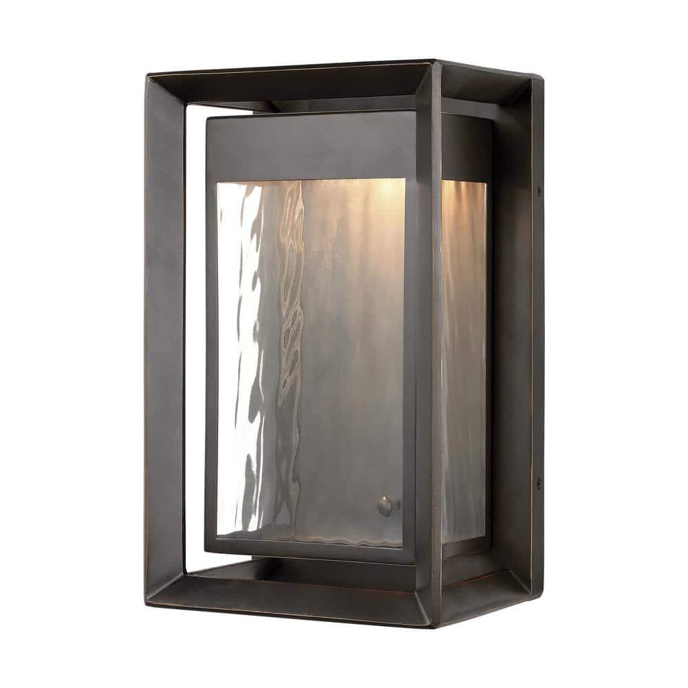 Antique Bronze Wavy Glass Dimmable Rectangular Lantern