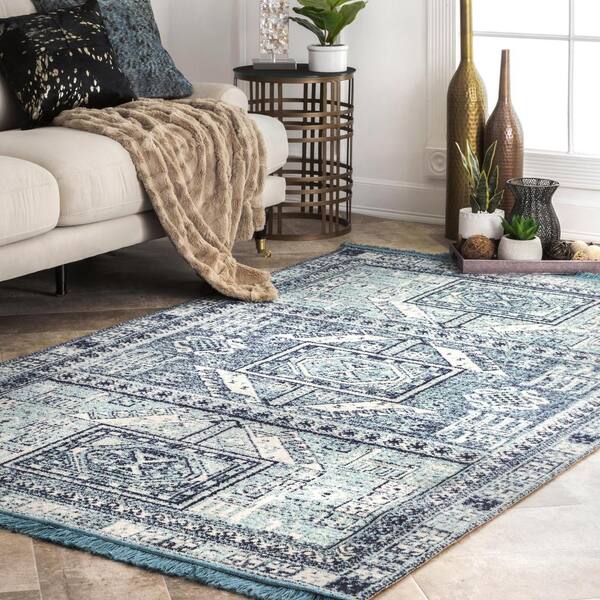 Nuloom Sondra Transitional Tribal Panels Blue 5 Ft X 8 Indoor Outdoor Area Rug Bdsi08a 508 5 Ft X 8 Indoor Outdoor Area Rug, Home Depot Patio Rugs 8×10