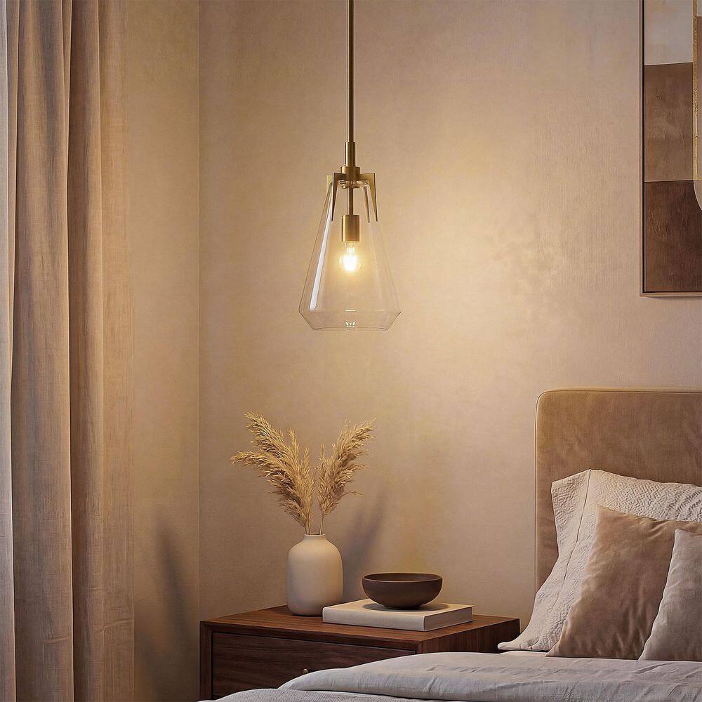 Aichas 1-Light Glam Plated Brass Pendant Lighting with Clear Glass Shade for Kitchen Island Foyer Hallway price history on PriceWatchPro