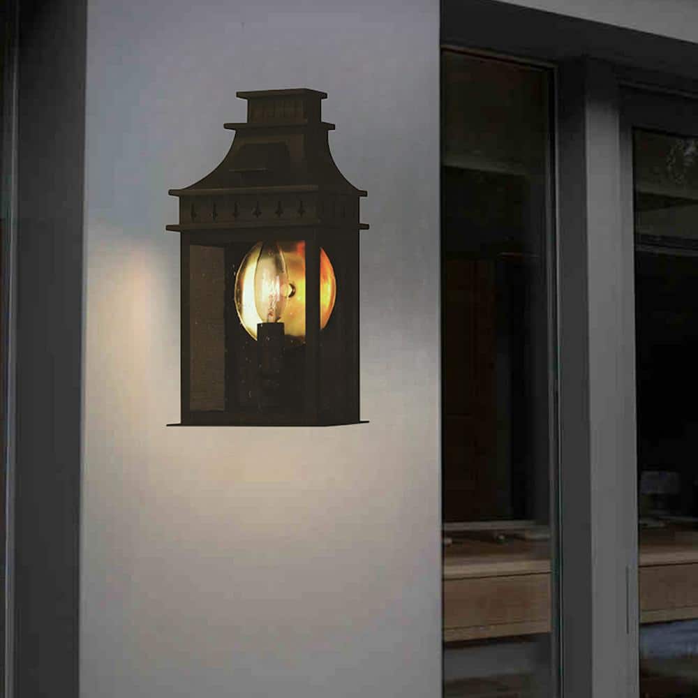 Antique Bronze Outdoor Wall Lantern with Clear Glass Shade