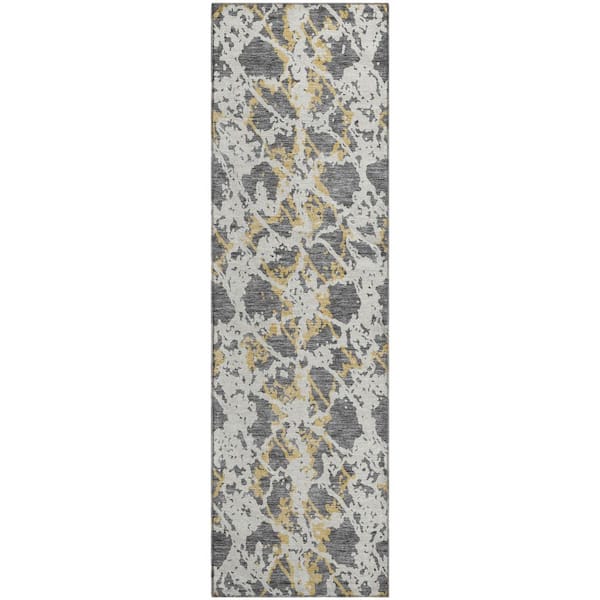 Addison Rugs Mayfield Premium Machine Washable Abstract AMF969 Gray 2 ft. 3 in. x 7 ft. 6 in. Runner Rug