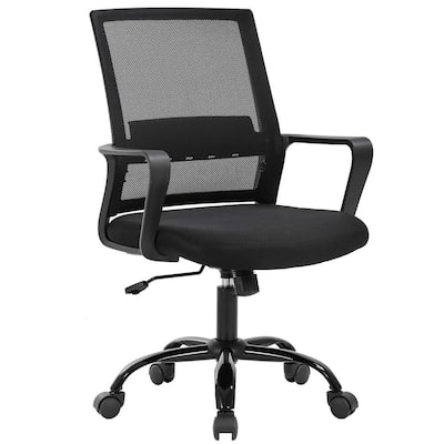 Black Mesh Office Chair Computer Desk Task Chair Adjustable Armrest Ergonomic Design for Back Lumbar Support Chair