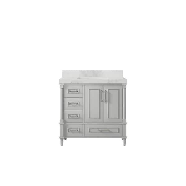 Willow Collections Hudson 36 in. W x 22 in. D x 36 in. H Single Sink Bath Vanity Center in Gray with 2 in. Calacatta Nuvo Top