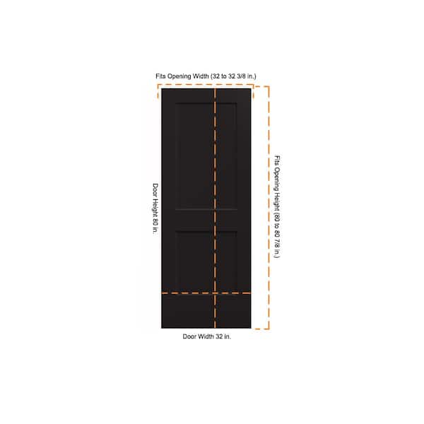 JELD-WEN 32 in. x 80 in. Monroe Black Painted Smooth Solid Core