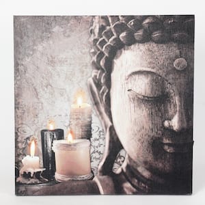 "Zen Buddha and Candles" Printed Wall Art with LED Lights