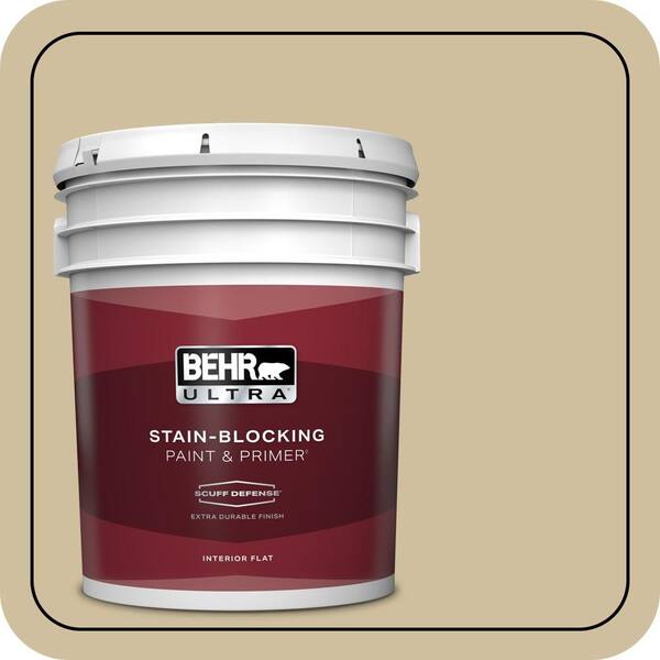 BEHR ULTRA 5 gal. #S320-3 Final Straw Extra Durable Flat Interior Paint & Primer