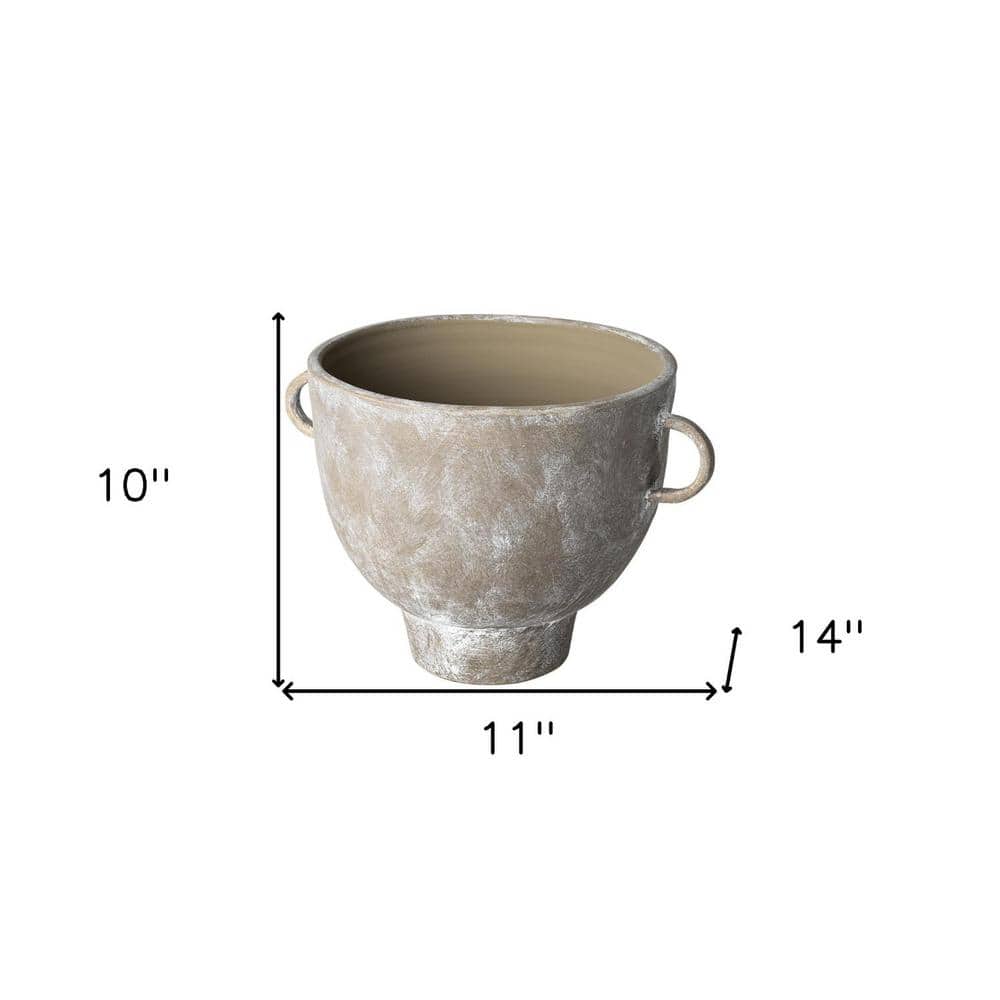 Rustic Brown Ceramic Decorative Table Vase with Handles