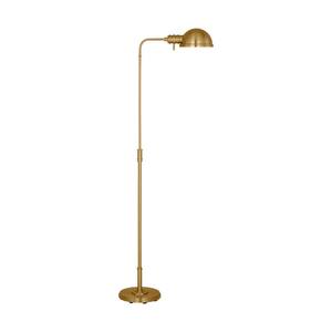 Belmont 9.375 in. W x 64 in. H Burnished Brass 1-Light Dimmable Large Task Standard Floor Lamp with Steel Shade