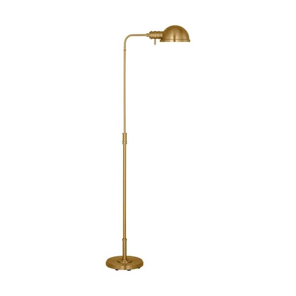 Generation Lighting Belmont 9.375 in. W x 64 in. H Burnished Brass 1-Light Dimmable Large Task Standard Floor Lamp with Steel Shade