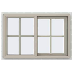 35.5 in. x 23.5 in. V-4500 Series Desert Sand Vinyl Right-Handed Sliding Window with Colonial Grids/Grilles