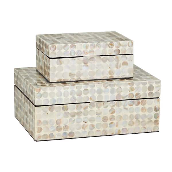 Litton Lane Rectangle Mother of Pearl Handmade Geometric Box with ...