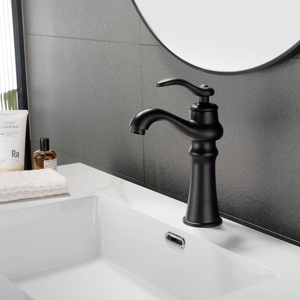 8 in. H Single Handle Single Hole Bathroom Faucet 1.59 GPM Classical Shape Design Sink Faucet in Matte Black