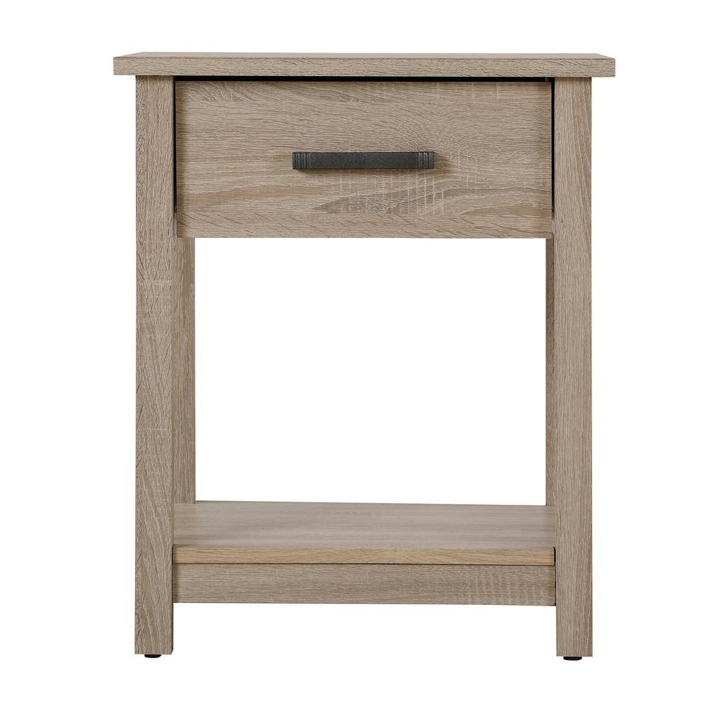 Salem Sandle Wood Modern Nightstand with Open Shelf and Drawer