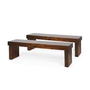 Sabiniano Rich Mahogany Wood Dining Bench 63 in. W (Set of 2)