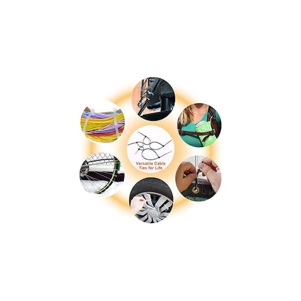 700 ft. Pack Black Nylon Zip Ties Assorted Sizes Self-Locking UV