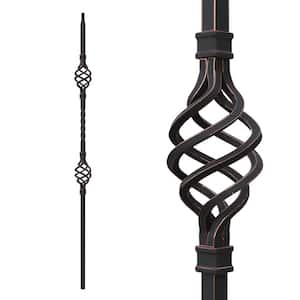 Stair Parts 44 in. x 1/2 in. Oil Rubbed Copper Double Basket Iron Baluster for Stair Remodel